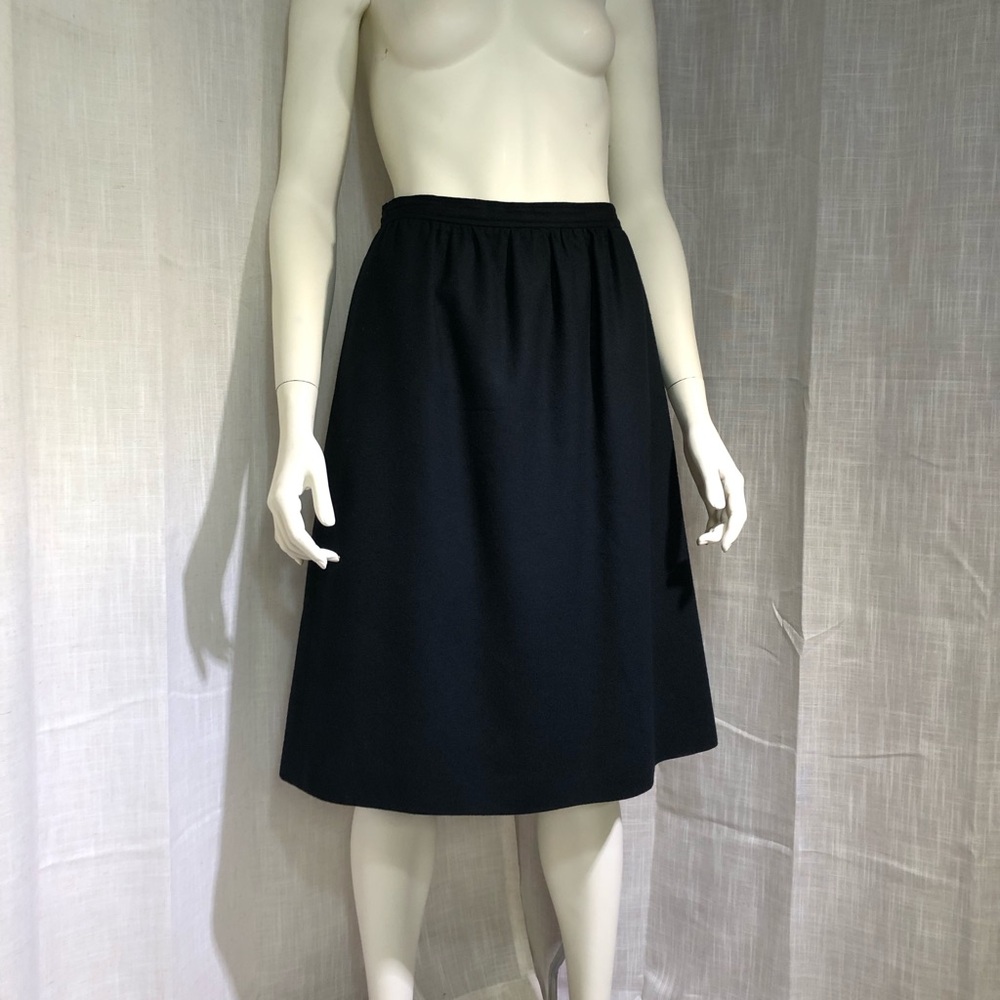Vintage Evan Picone Black Wool A-Line Skirt